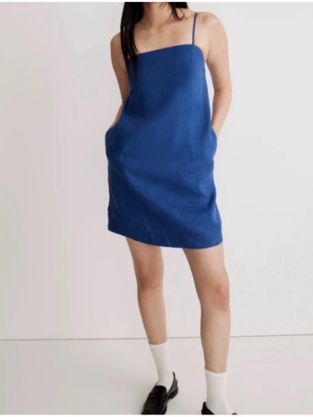 Madewell Royal Blue Linen Goldie Mini Dress